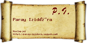 Paray Izidóra névjegykártya